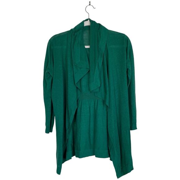 THEORY Maritza B Cardigan Shawl Drape Collar Green Size Small Linen Silk - Picture 1 of 6